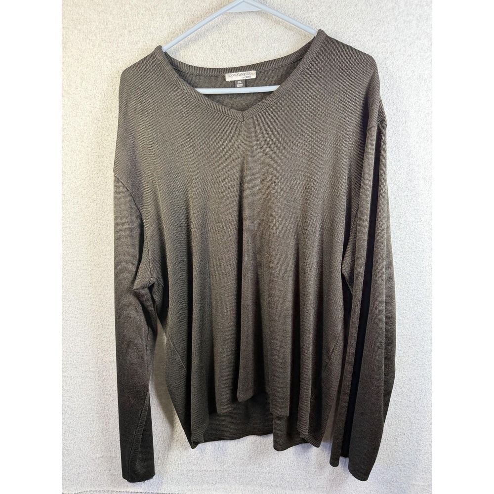 Doc & Amelia Sweater Mens XL Black V Neck Lightweight Knit Pullover Workwear